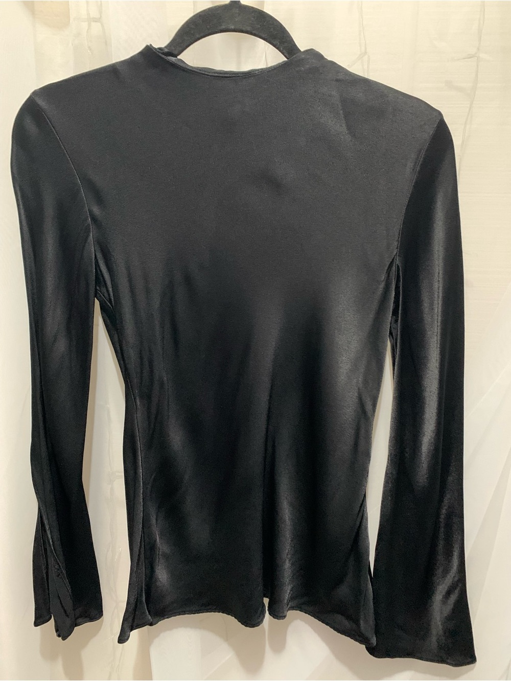 Zara Shiny Black Split Sleeve Top